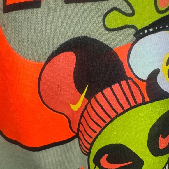 Nike Light Green Graphic Logo Short Sleeve Tee with Neon Orange Accents - Picture 3 of 10